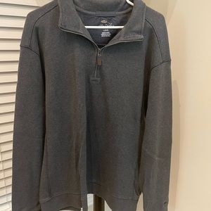 Bob Timberlake Men's Charcoal 1/4 Zip Cotton Ribbed Mock Neck Pullover Sz L